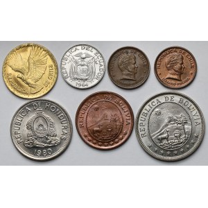 Ameryka Południowa, Monety bilonowe 1939-1980 - zestaw (7szt)