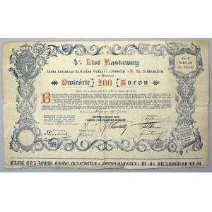 Lwów, Bank Krajowy, 4% List zastawny 200 kr 1905