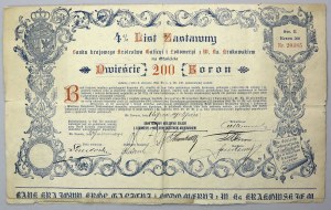 Lwów, Bank Krajowy, List zastawny 200 kr 1905
