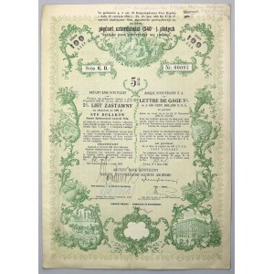 Lwów, Akc. Bank Hipoteczny, 5% List zastawny 100 dolarów 1933 RZADKOŚĆ