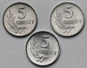 5 groszy 1961-1963 - zestaw (3szt)