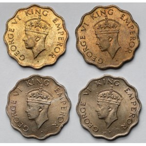 Indie, 1 anna 1943-1947 - zestaw (4szt)