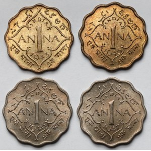 Indie, 1 anna 1943-1947 - zestaw (4szt)