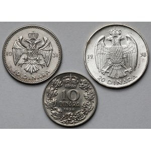 Jugosławia, 10-20 dinarów 1931-1938 - zestaw (3szt)