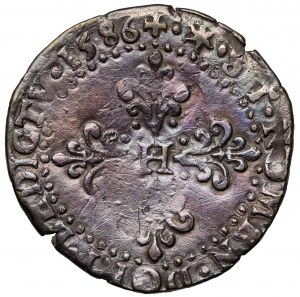 Henry of Valois, 1/2 franc 1586-I, Limoges