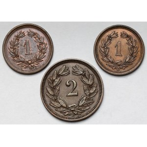 Szwajcaria, 1-2 rappen 1892-1913 - zestaw (3szt)