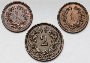 Svizzera, 1-2 rappen 1892-1913 - set (3 pezzi)