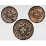 Szwajcaria, 1-2 rappen 1892-1913 - zestaw (3szt)