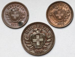 Switzerland, 1-2 rappen 1892-1913 - set (3pcs)