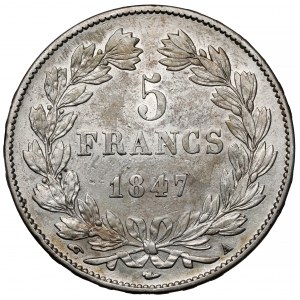Francja, 5 franków 1847-A, Paryż
