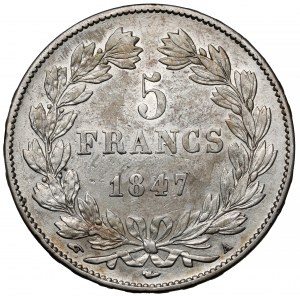 Francja, 5 franków 1847-A, Paryż
