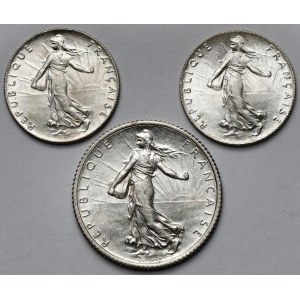Francja, 50 centimes - 1 frank 1917-1918 - zestaw (3szt)