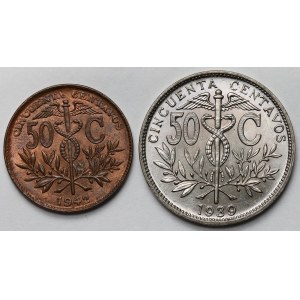 Boliwia, 50 centavos 1939-1942 - zestaw (2szt)
