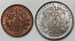 Bolivia, 50 centavos 1939-1942 - set (2pcs)
