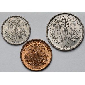 Boliwia, 10-50 centavos 1939-1942 - zestaw (3szt)