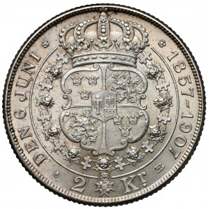 Szwecja, Oskar II, 2 kronor 1907