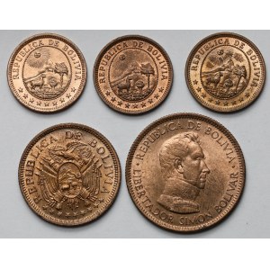 Boliwia, 1-10 boliviano 1951 - zestaw (5szt)