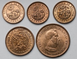 Boliwia, 1-10 boliviano 1951 - zestaw (5szt)