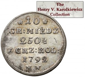 Poniatowski, 10 pennies 1792 MW - ex. Karolkiewicz