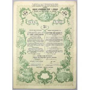 Lwów, Akc. Bank Hipoteczny, 5% List zastawny 100 dolarów 1933 RZADKOŚĆ