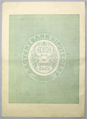Lvov, Akc. Bank Hipoteczny, 5% zástavní list $100 1933 RARE