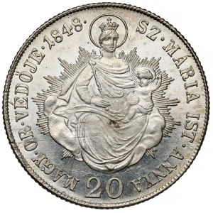 Węgry, Ferdynand I, 20 krajcarów 1848 KB, Kremnica