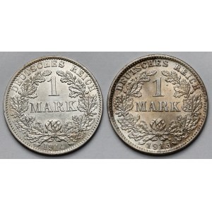 Niemcy, Prusy, 1 marka 1914-1915 - zestaw (2szt)