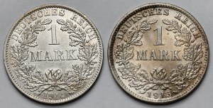Allemagne, Prusse, 1 mark 1914-1915 - set (2pcs)