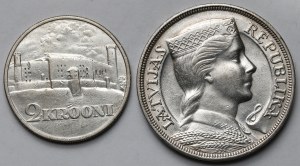 Lettonie et Estonie, 5 lati 1931 et 2 krooni 1930 - set (2pcs)
