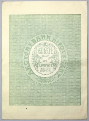 Lvov, Akc. Bank Hipoteczny, 5% zástavní list $100 1933 RARE