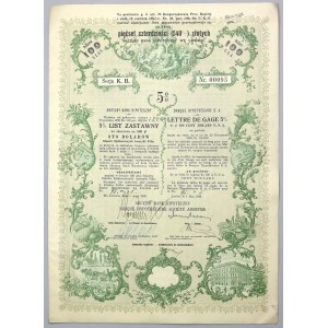 Lwów, Akc. Bank Hipoteczny, 5% List zastawny 100 dolarów 1933 RZADKOŚĆ