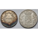 Belgia i Indochiny Francuskie, 5 franków 1871 i Piastra 1931 - zestaw (2szt)