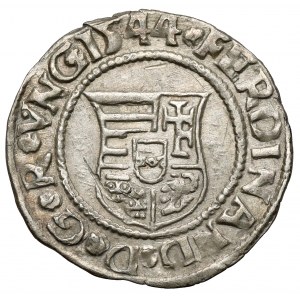 Maďarsko, Ferdinand I., denár 1544 KB, Kremnica