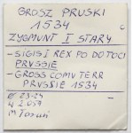 Zygmunt I Stary, Grosz Toruń 1534 - w czepcu