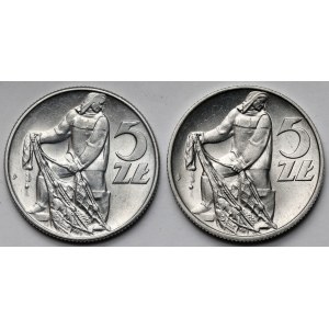5 złotych 1960 i 1974 Rybak - zestaw (2szt)