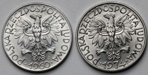 5 złotych 1960-1974 Rybak - zestaw (2szt)