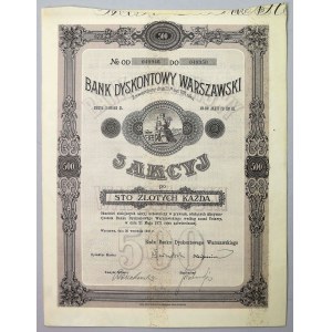 Bank Dyskontowy Warszawski, 5x 100 zł 1926