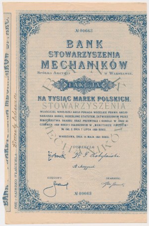 Mechanics Association Bank, 1,000 mkp 1921