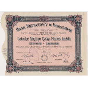 Bank Kredytowy w Warszawie, 10x 1.000 mkp 1922