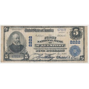 USA, 5 Dollars 1902, National Currency, McKeesport, Pennsylvania #252