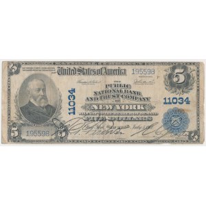 USA, 5 Dollars 1902, National Currency, New York, New York