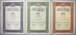 Bank von Polen, 100, 500 und 1.000 Zloty 1934 (3 Stück)