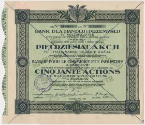 Bank for Trade and Industry, Em.11, 50x 1000 mkp 1923 - OKAZOWY