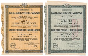 Bank für Handel und Industrie, Em.13, 25 und 100 Zloty 1928 (2pc)