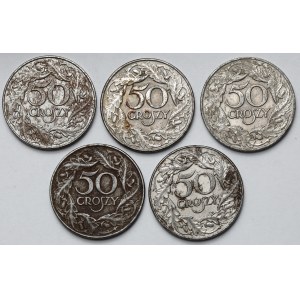 50 groszy 1938 - niklowane - zestaw (5szt)