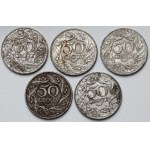 50 groszy 1938 - niklowane - zestaw (5szt)