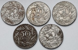 50 groszy 1938 - niklowane - zestaw (5szt)