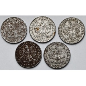 50 groszy 1938 - niklowane - zestaw (5szt)