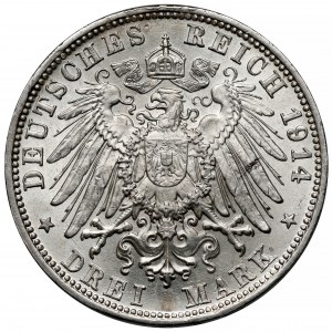 Bavière, 3 marques 1914-D, Munich