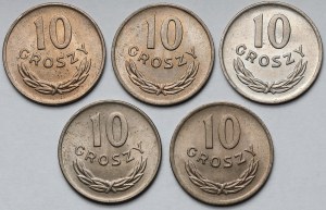 10 groszy 1949 CuNi - zestaw (5szt)